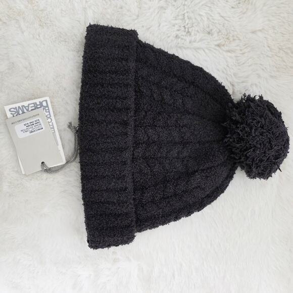 Barefoot Dreams CozyChic Cable Knit Beanie Hat Pom Pom Slouchy Brown NWT OS main image 4